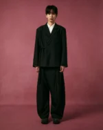 BLACK PLEATED HANBOK SLACKS