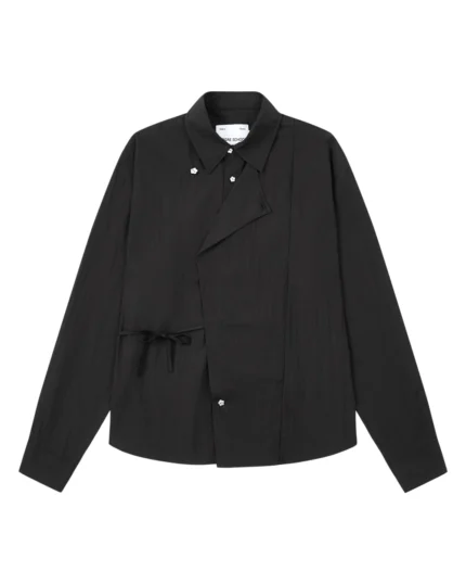 BLACK POPLIN TIE GORUM SHIRT