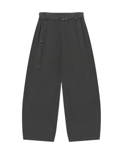 CHARCOAL FLOWER NORIGAE LINEN TROUSERS