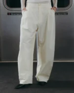 IVORY FLOWER NORIGAE LINEN TROUSERS