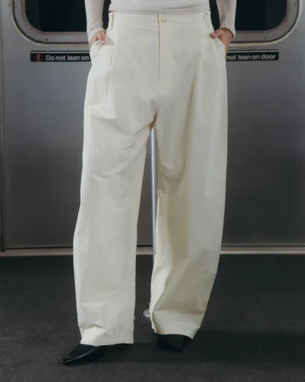 IVORY FLOWER NORIGAE LINEN TROUSERS