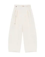 IVORY FLOWER NORIGAE LINEN TROUSERS