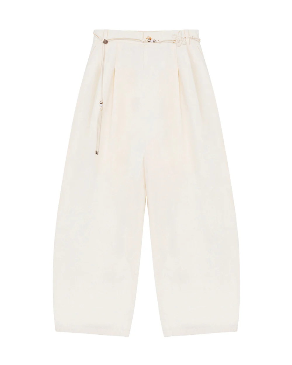 IVORY FLOWER NORIGAE LINEN TROUSERS IVORY FLOWER NORIGAE LINEN TROUSERS