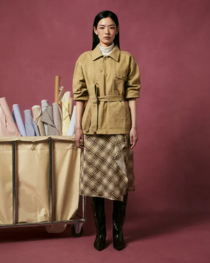TAN ASYMMETRIC WORK JACKET