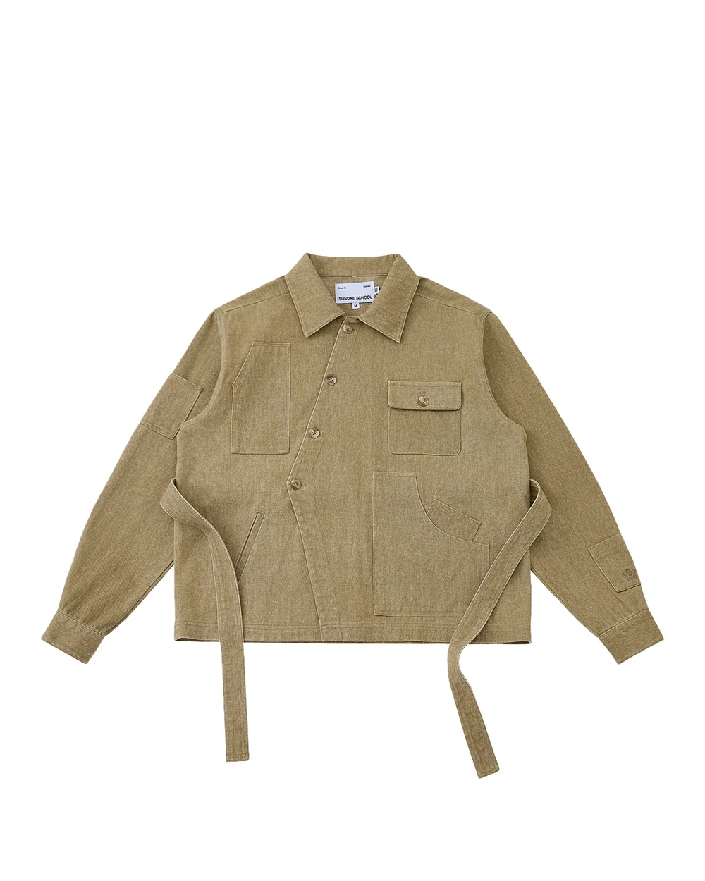 TAN ASYMMETRIC WORK JACKET TAN ASYMMETRIC WORK JACKET